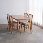 Set Kursi Meja Makan Kayu Jati Kombinasi Rotan 4 Kursi Model Minimalis JFJ-SKMM 01