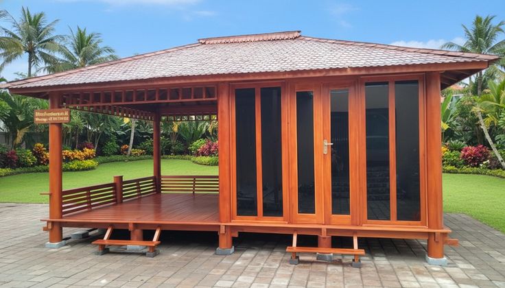 fc05d7ab1cc7084599b86a26263e7dd5 Gazebo Kayu 4x6m Minimalis dengan Dinding Kaca - Image 1