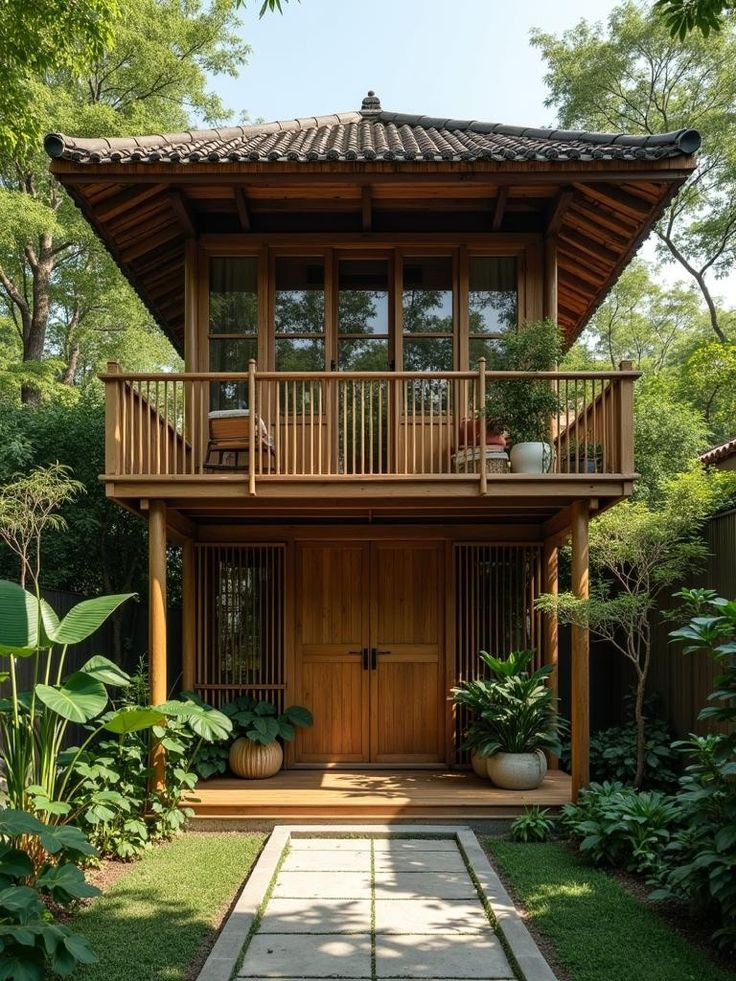 583cbf15e07e554a5985eb98c2380f37 Rumah Kayu Modern Japanese Style dengan Balkon - Image 1